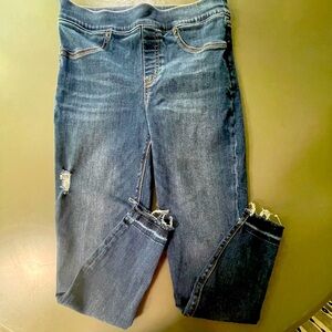 SPANX DISTRESSED DENIM LEGGINGS